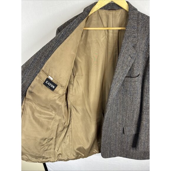 Harris Tweed Herringbone Wool Blazer Eaton Scotland Men’s 48 Regular - Picture 7 of 8